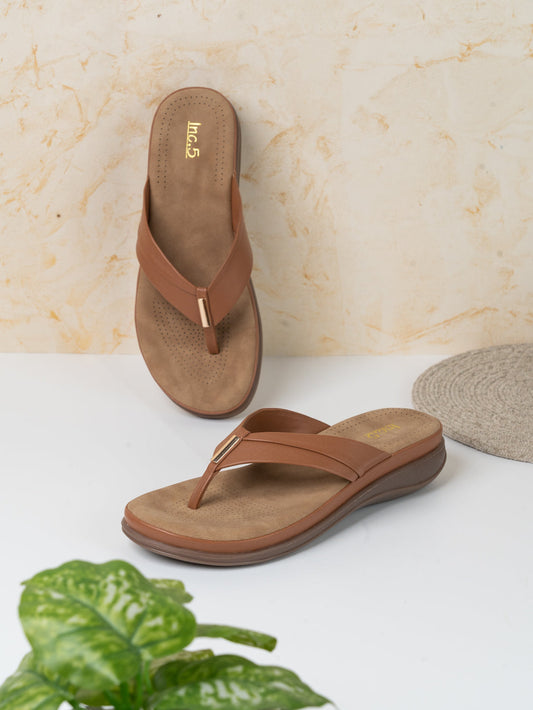 Womens Tan Casual Solid Round Toe Sandals