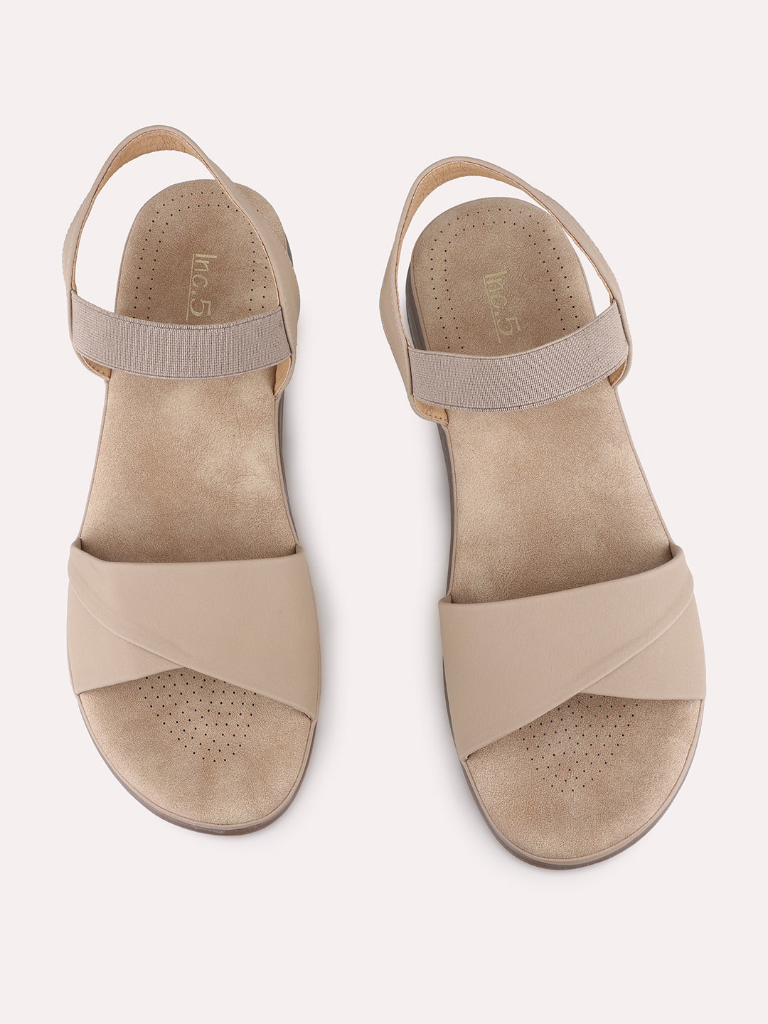 Womens Tan Casual Solid Open Toe Flat Sandals