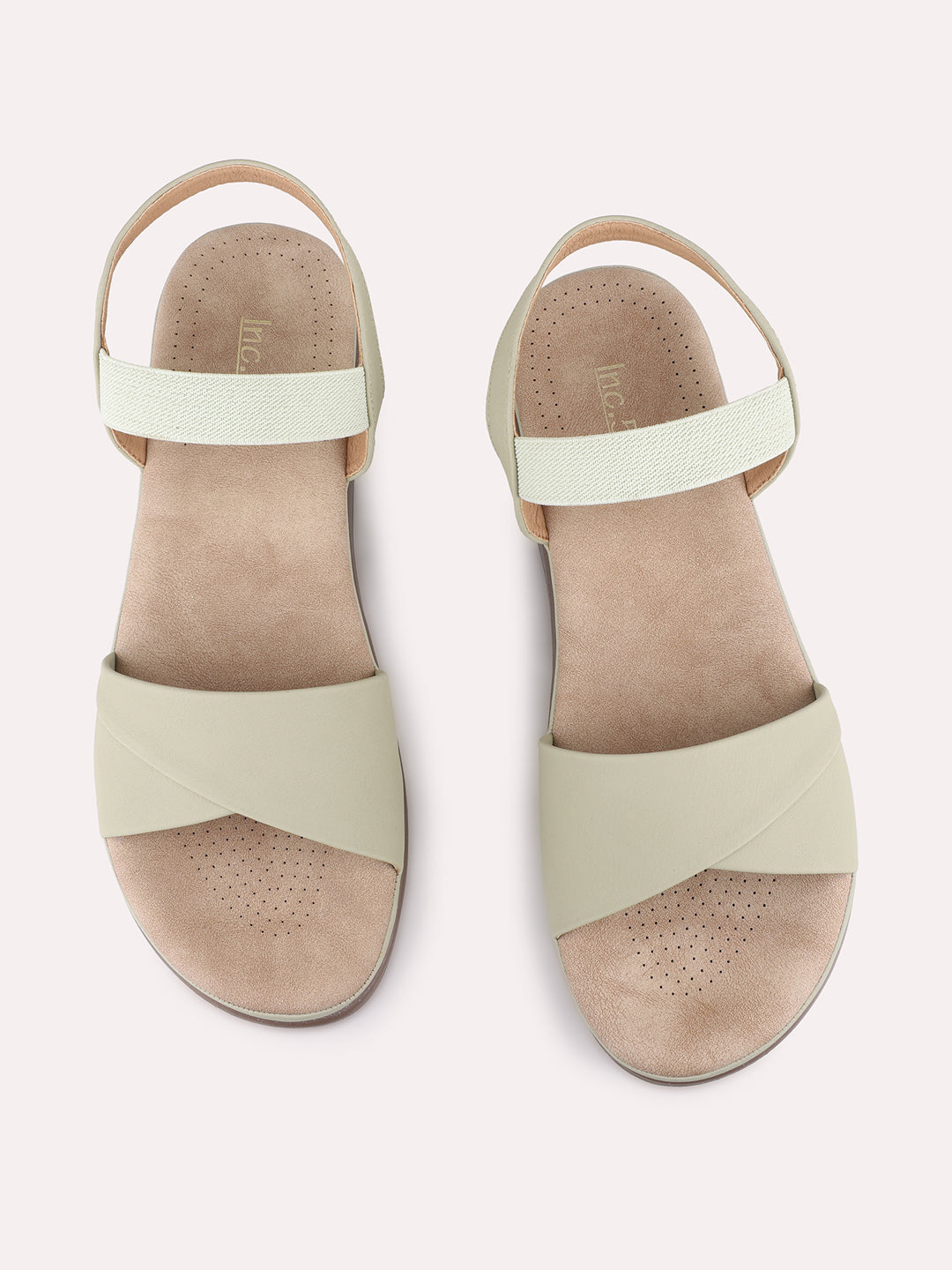 Womens Green Casual Solid Open Toe Flat Slip-Ons