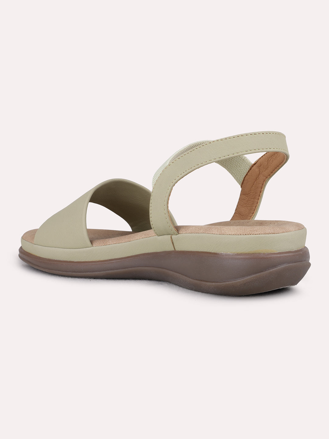 Womens Green Casual Solid Open Toe Flat Slip-Ons