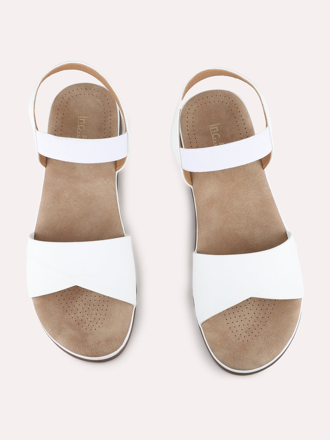 Womens White Casual Solid Open Toe Flat Sandals