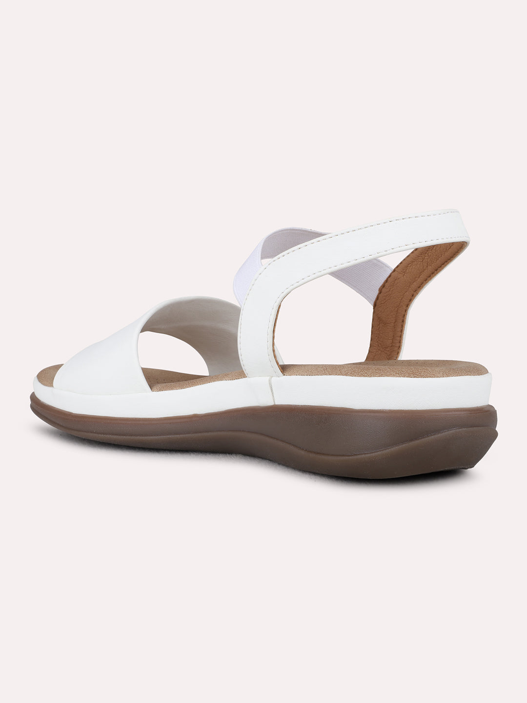 Womens White Casual Solid Open Toe Flat Sandals