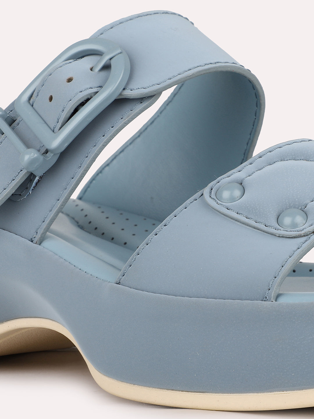 Women Blue Party Wear Solid Pointed Platform Heels