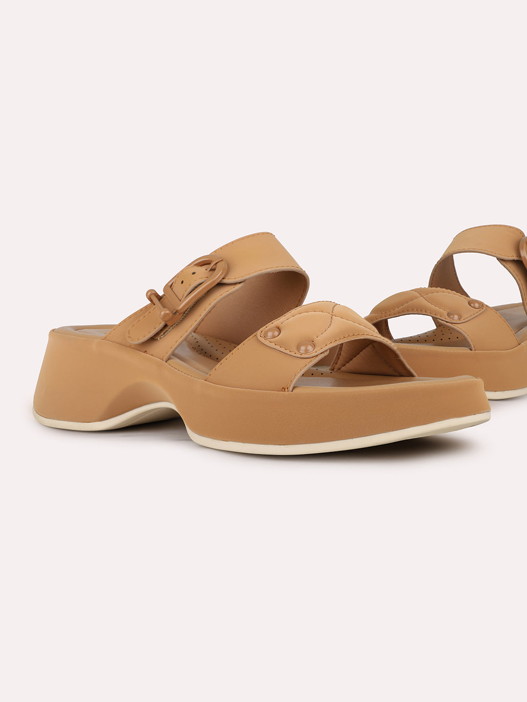 Women Tan Party Wear Solid Pointed Platform Heels
