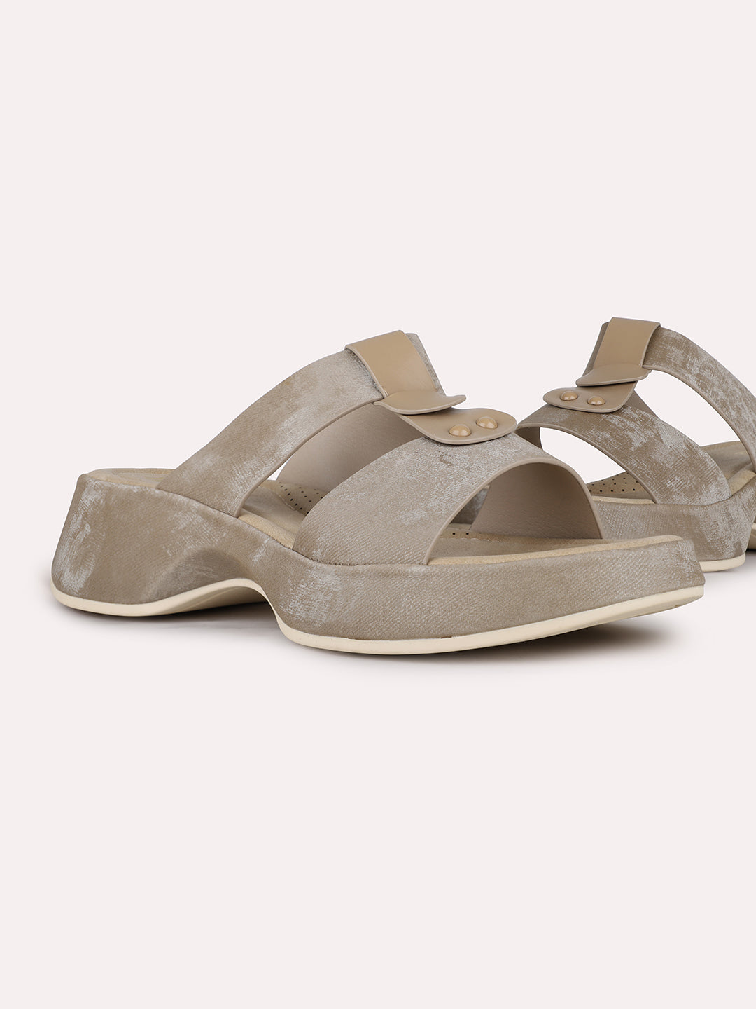 Women Beige Party Wear Solid Pointed Platform Heel Sandals