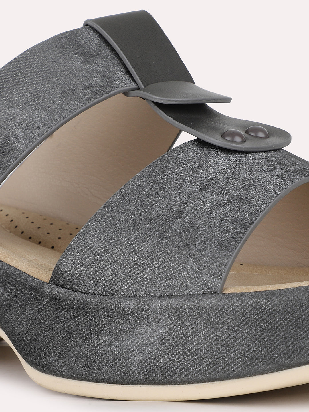 Women Grey Party Wear Solid Pointed Platform Heel Sandals