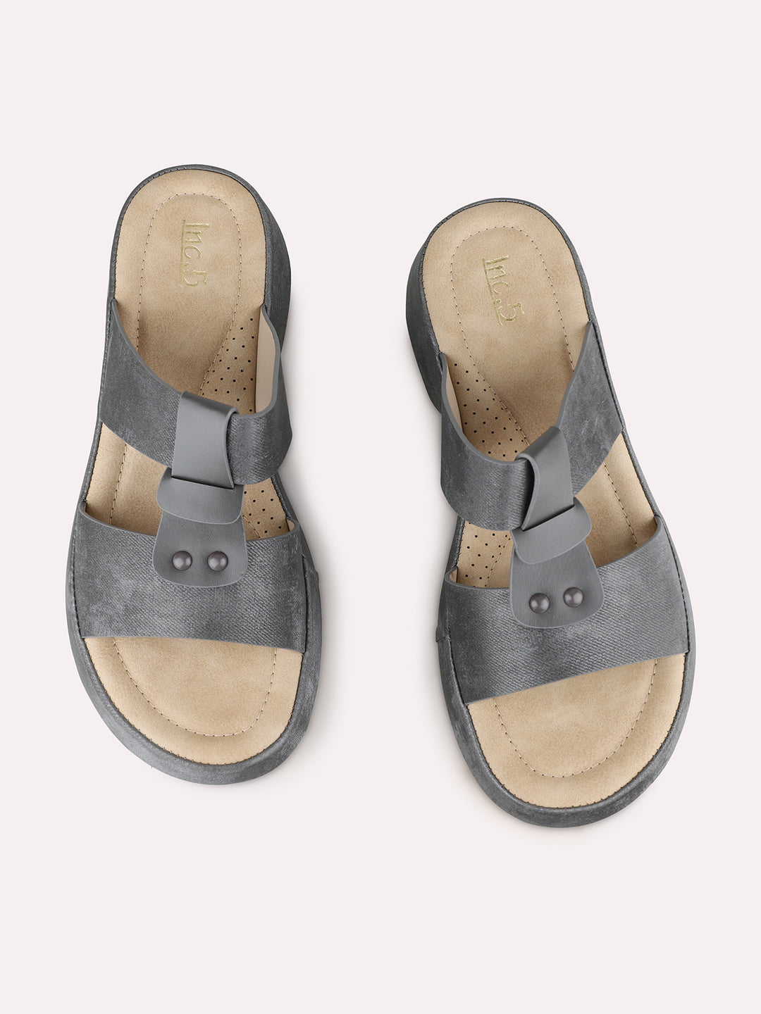 Women Grey Party Wear Solid Pointed Platform Heel Sandals