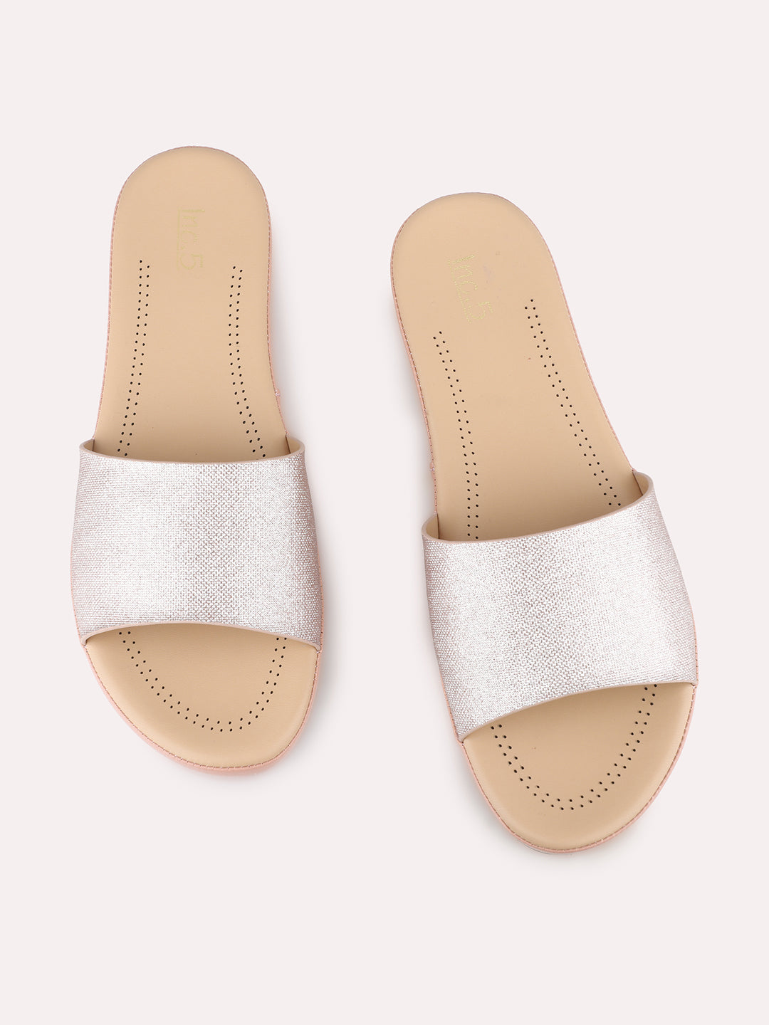 Womens Rose Golden Casual Solid Open Toe Flats