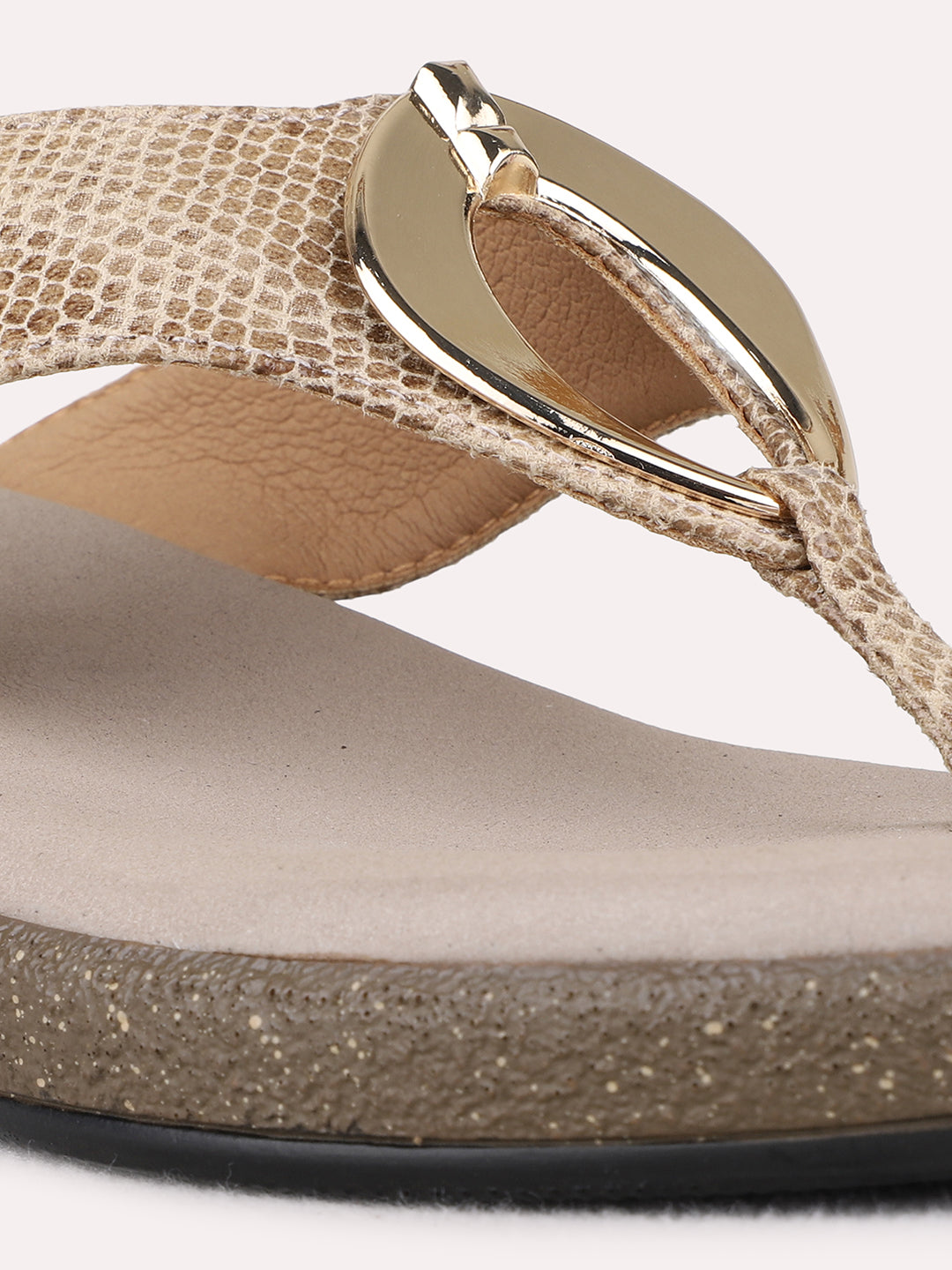 Womens Beige Party Wear Solid Round Toe Wedge Heels