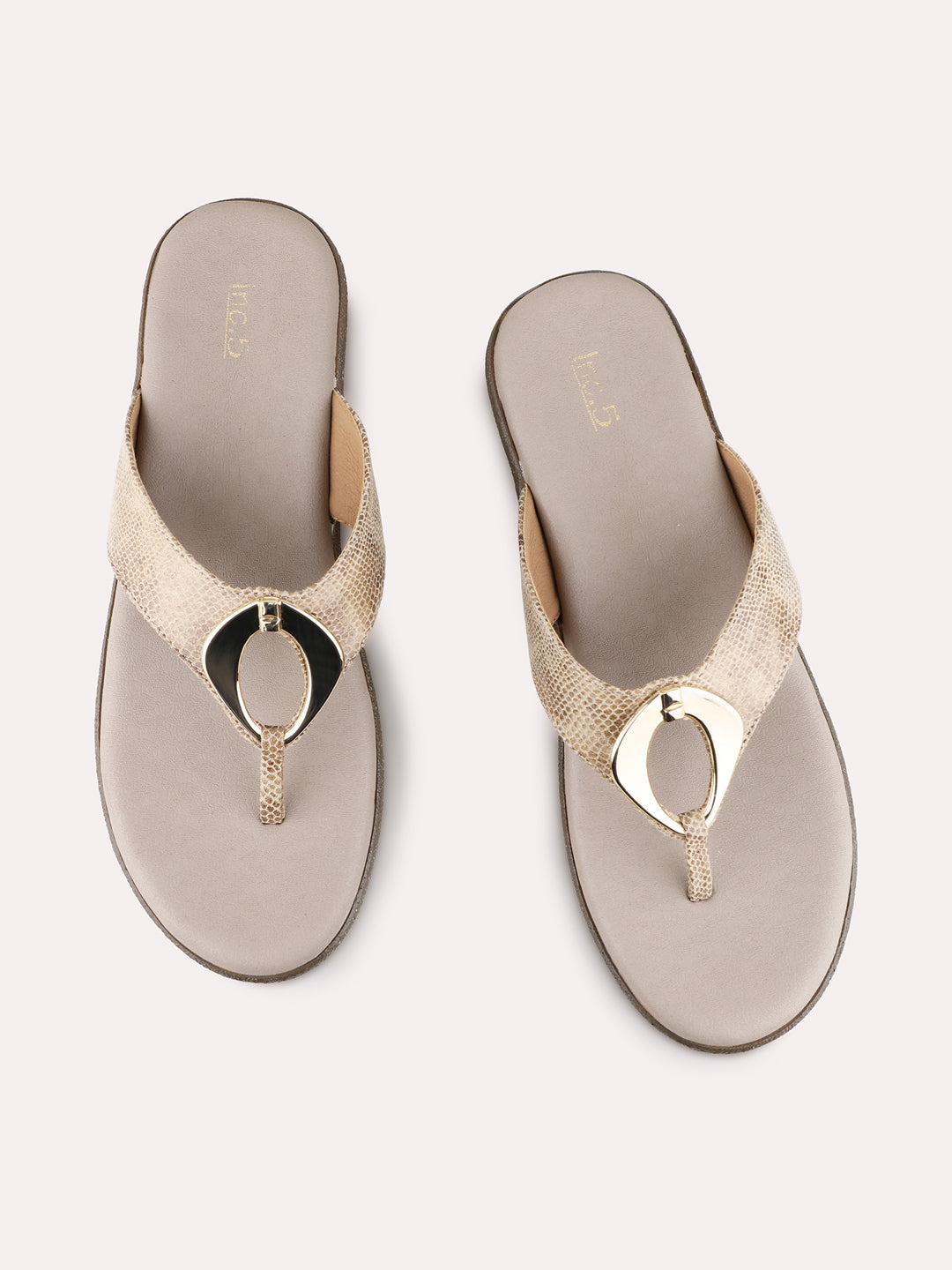 Womens Beige Party Wear Solid Round Toe Wedge Heels