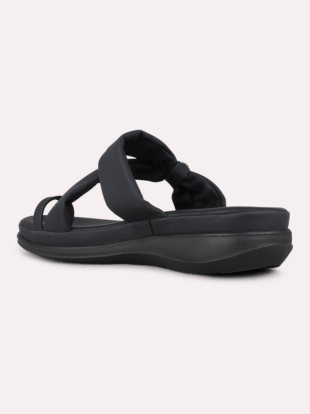 Womens Black Casual Solid One Toe Flats