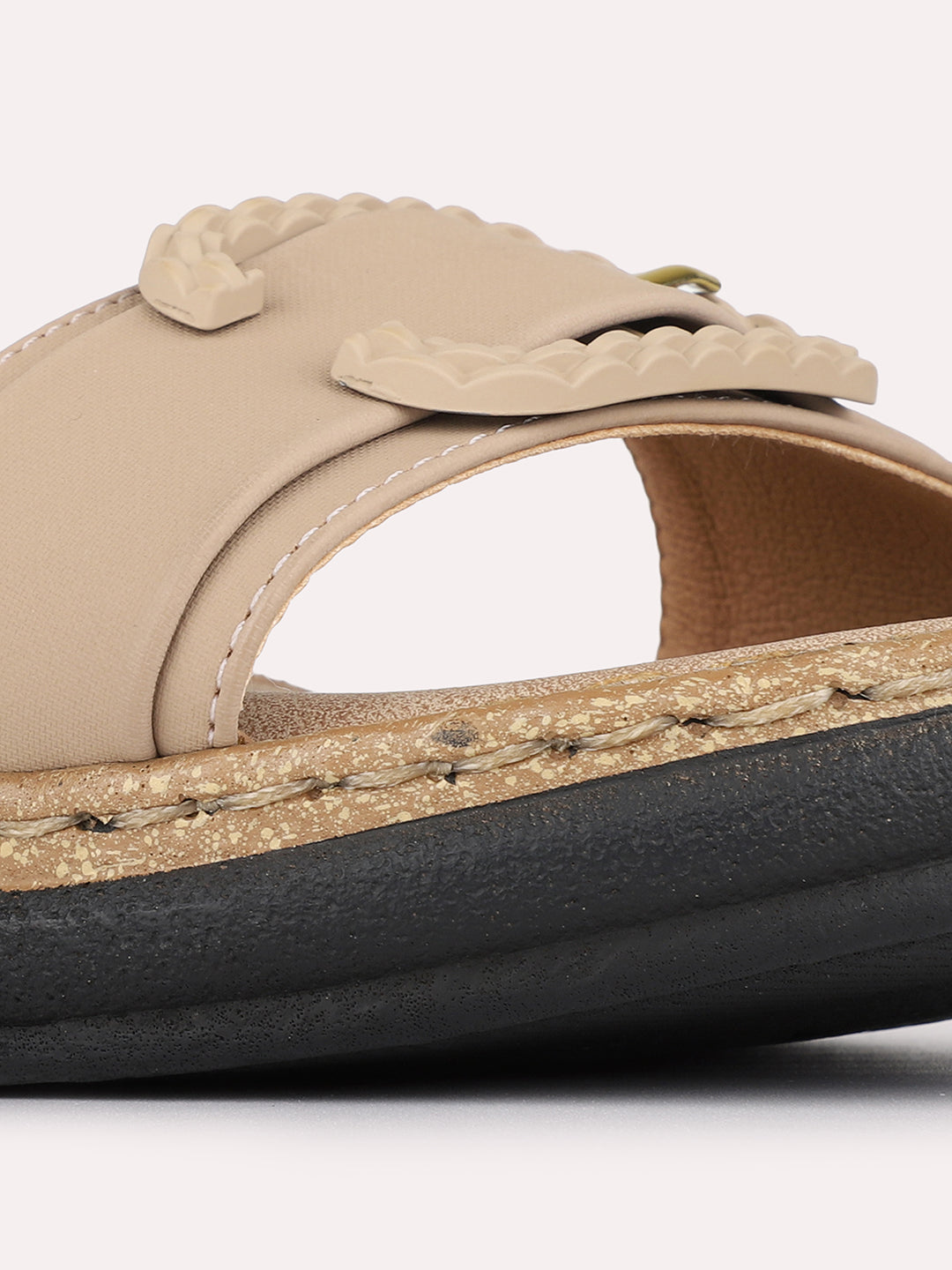 Womens Tan Casual Solid Pattern Round Toe Wedge Heels