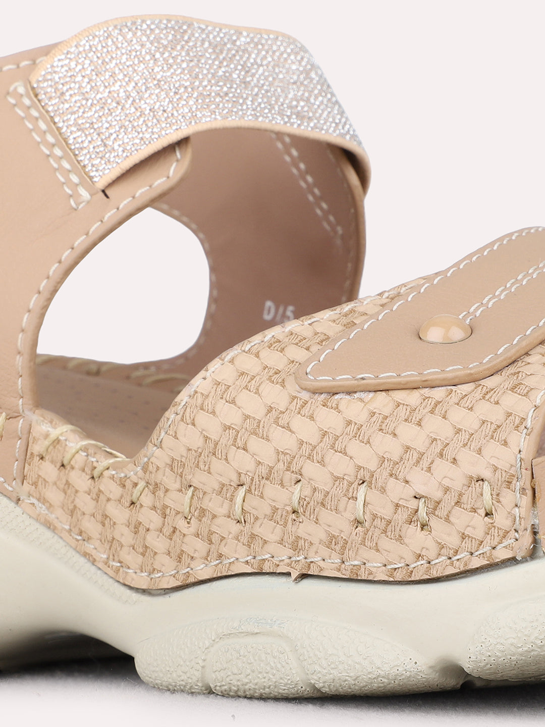 Womens Beige Casual Solid Round Toe Sandals