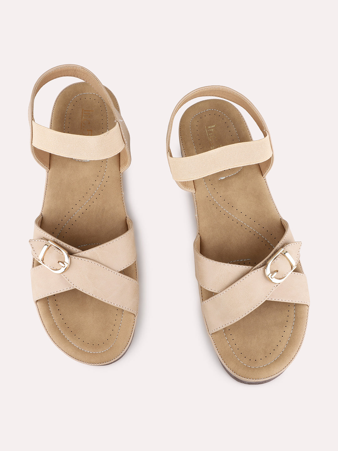 Womens Beige Casual Solid Open Toe Flats