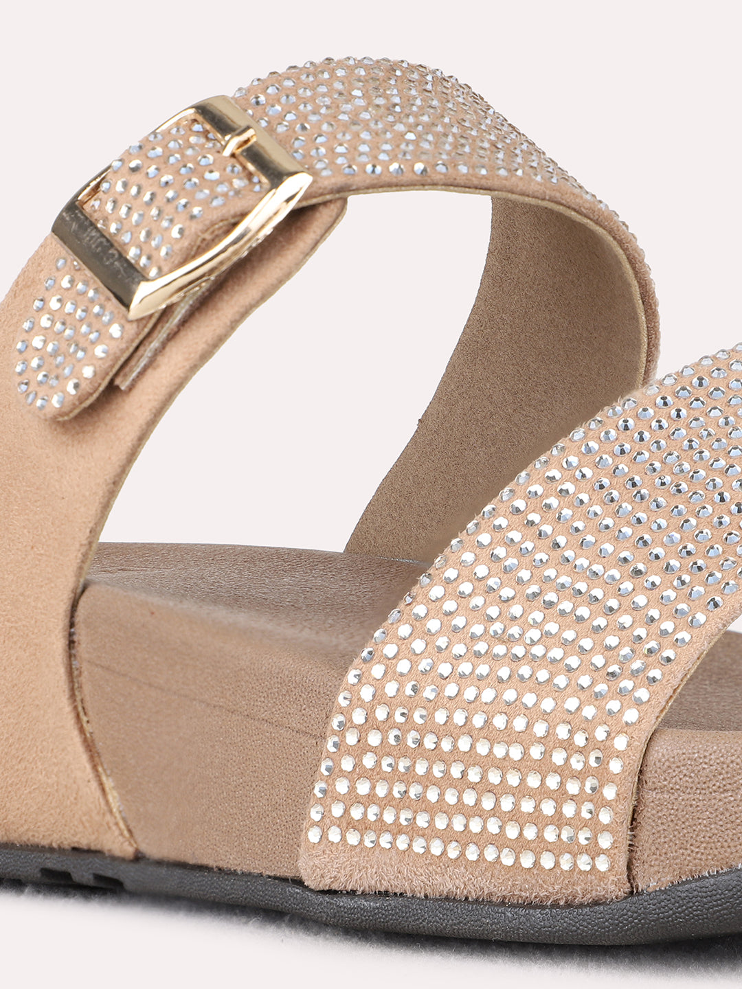 Womens Beige Casual Solid Round Toe Wedge Heels
