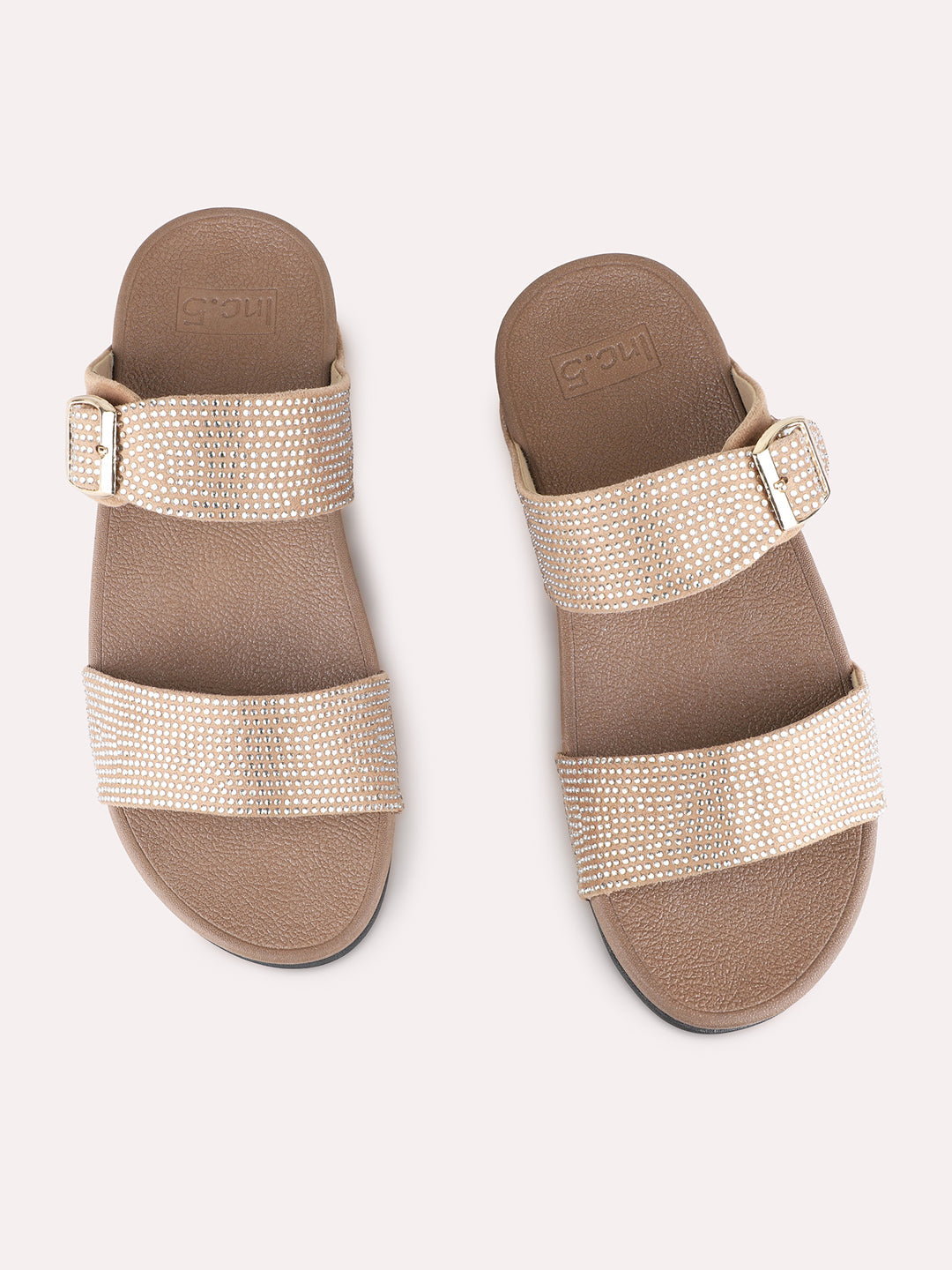 Womens Beige Casual Solid Round Toe Wedge Heels
