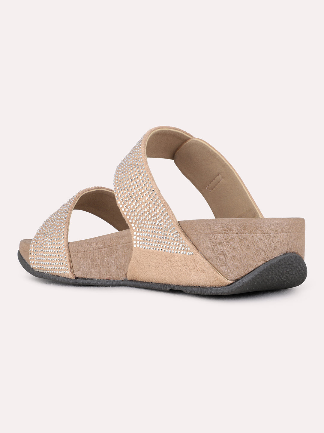 Womens Beige Casual Solid Round Toe Wedge Heels