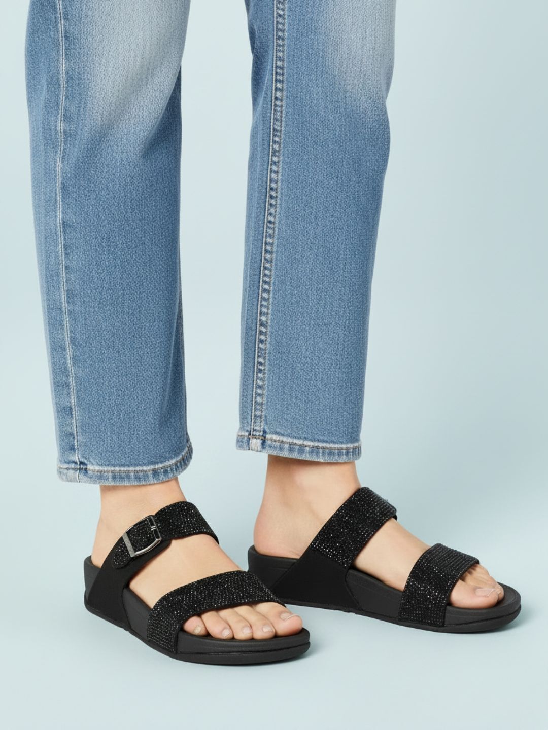 Womens Black Casual Solid Round Toe Wedge Heels