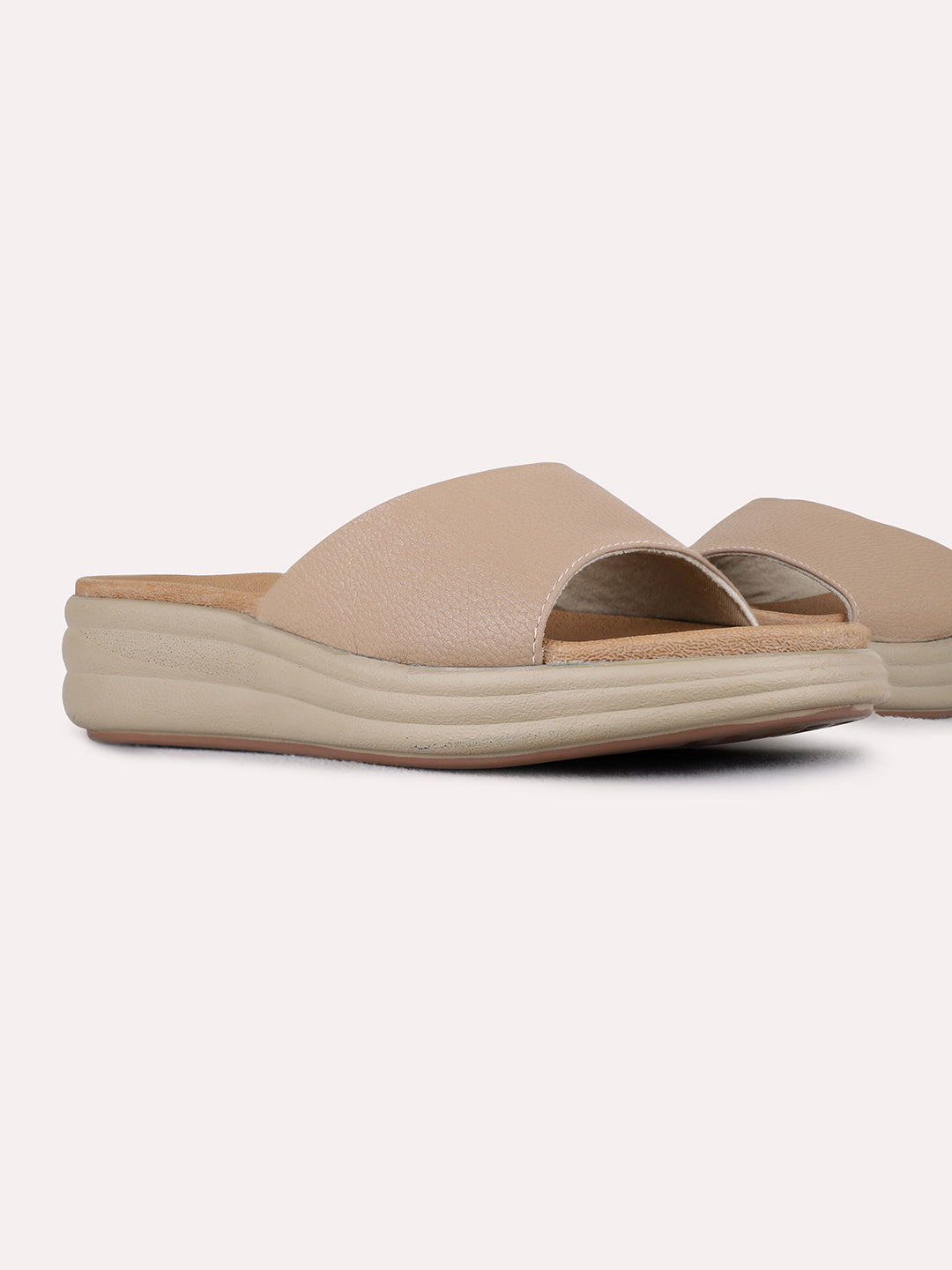 Womens Tan Casual Solid Pointed Toe Wedge Heel Sandals