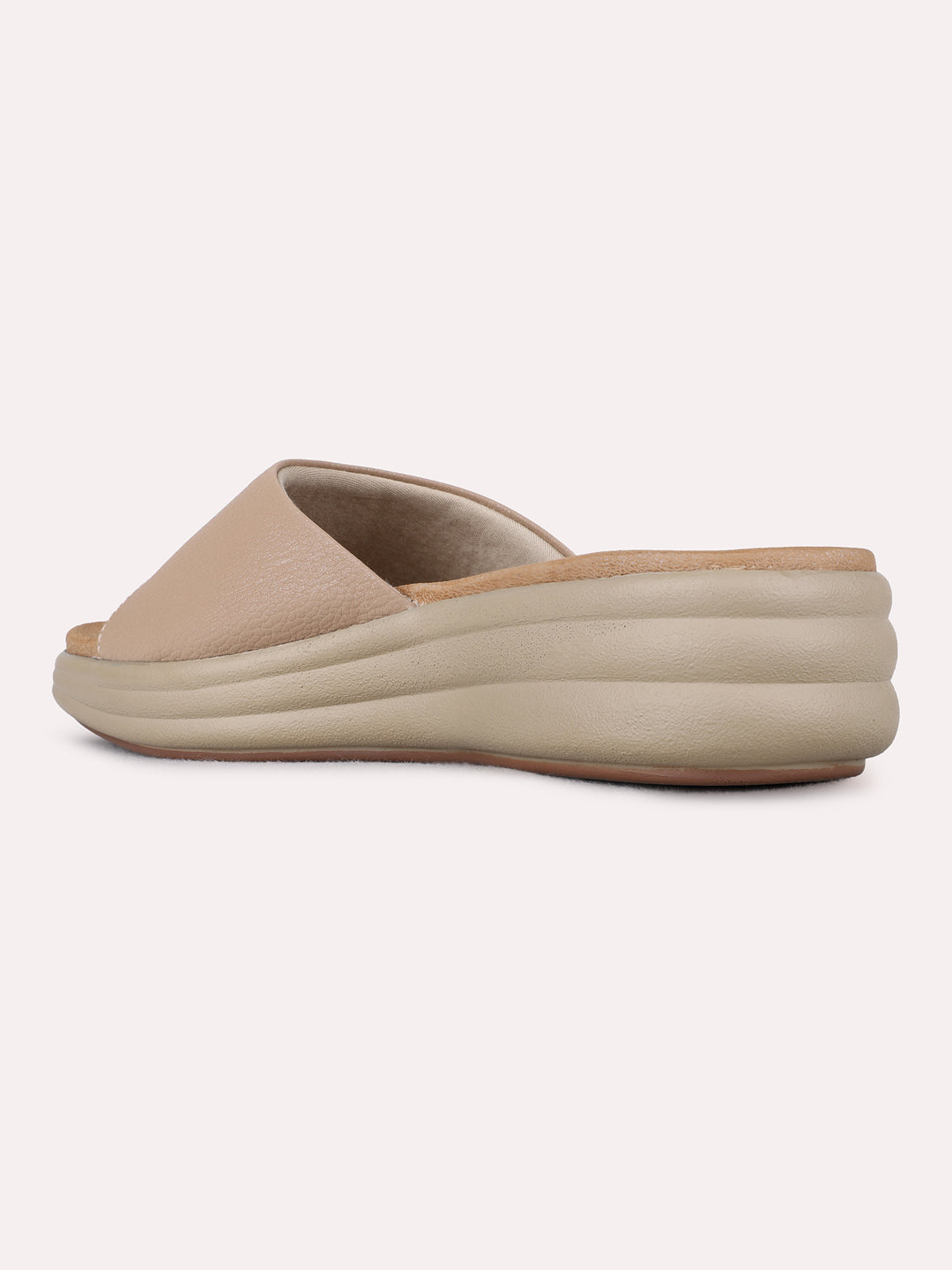 Womens Tan Casual Solid Pointed Toe Wedge Heels