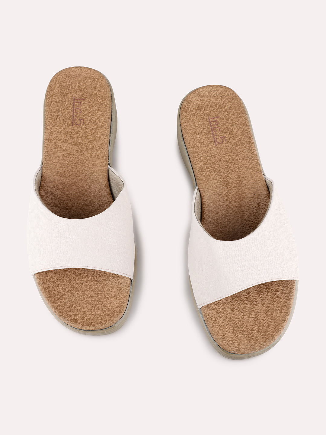 Womens Cream Casual Solid Pointed Toe Wedge Heel Sandals