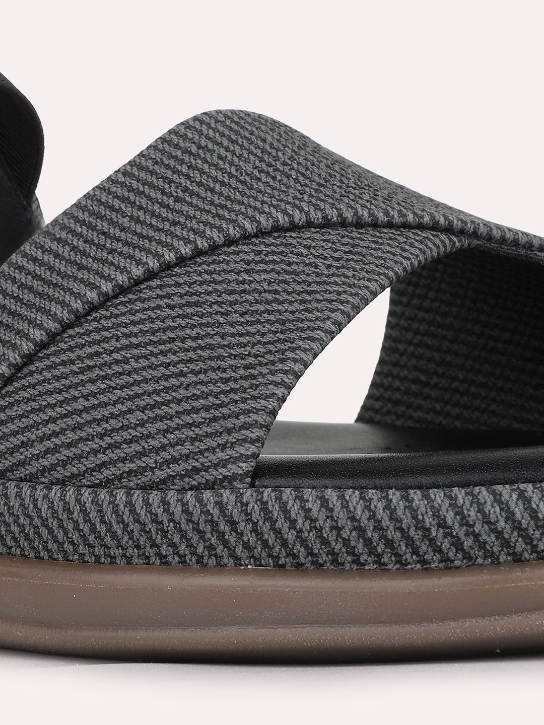 Womens Black Casual Solid Round Toe Flat Sandals