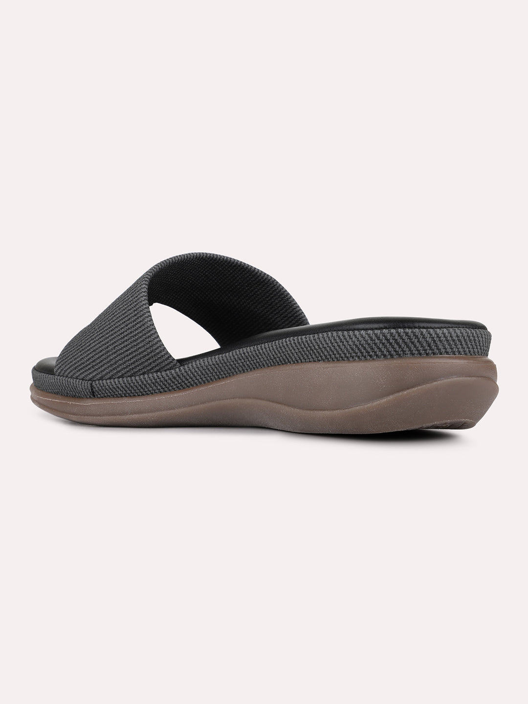 Womens Black Casual Solid Open Toe Slip-On Flats
