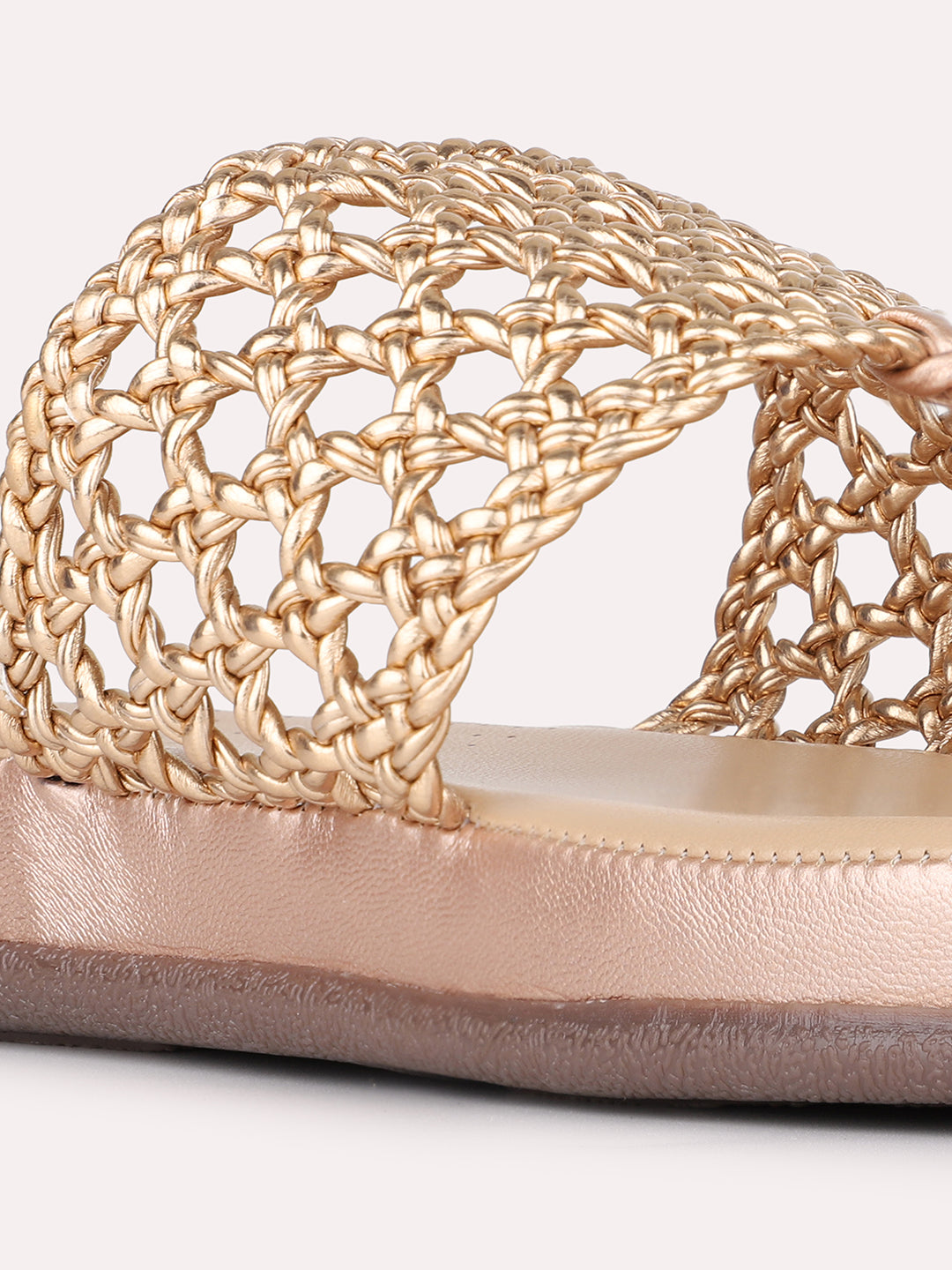 Womens Rose Gold Casual Solid One Toe Slip-On Flats