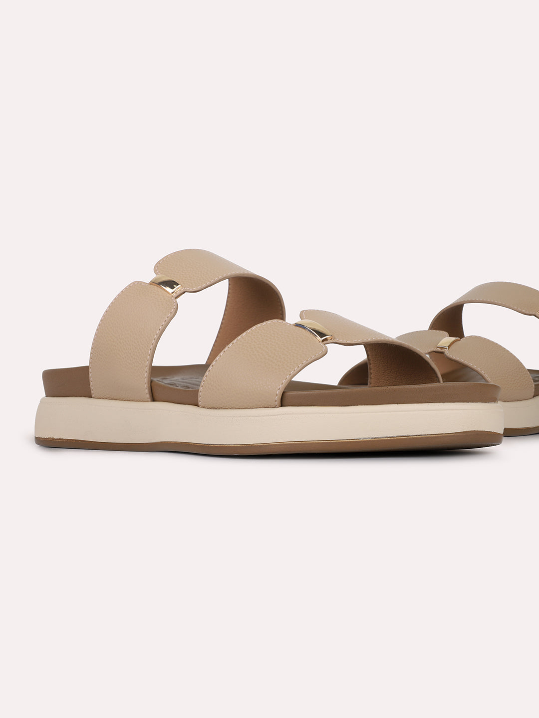 Womens Brown Casual Solid Open Toe Flats