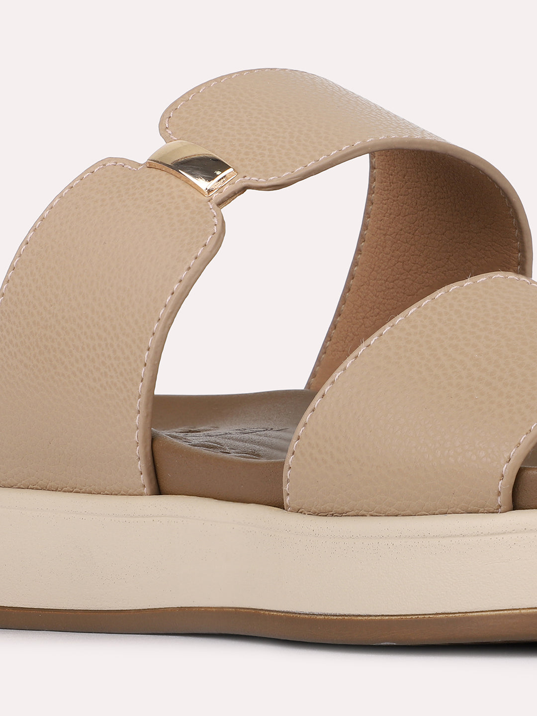 Womens Brown Casual Solid Open Toe Flats