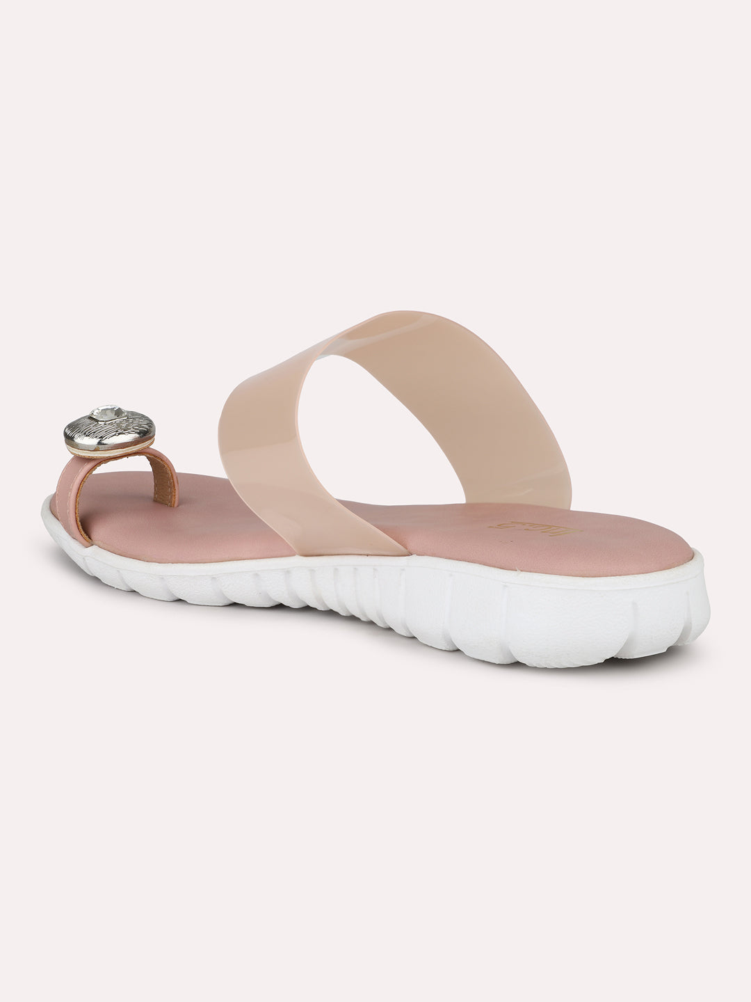 Women Peach Transparent One Toe Flats