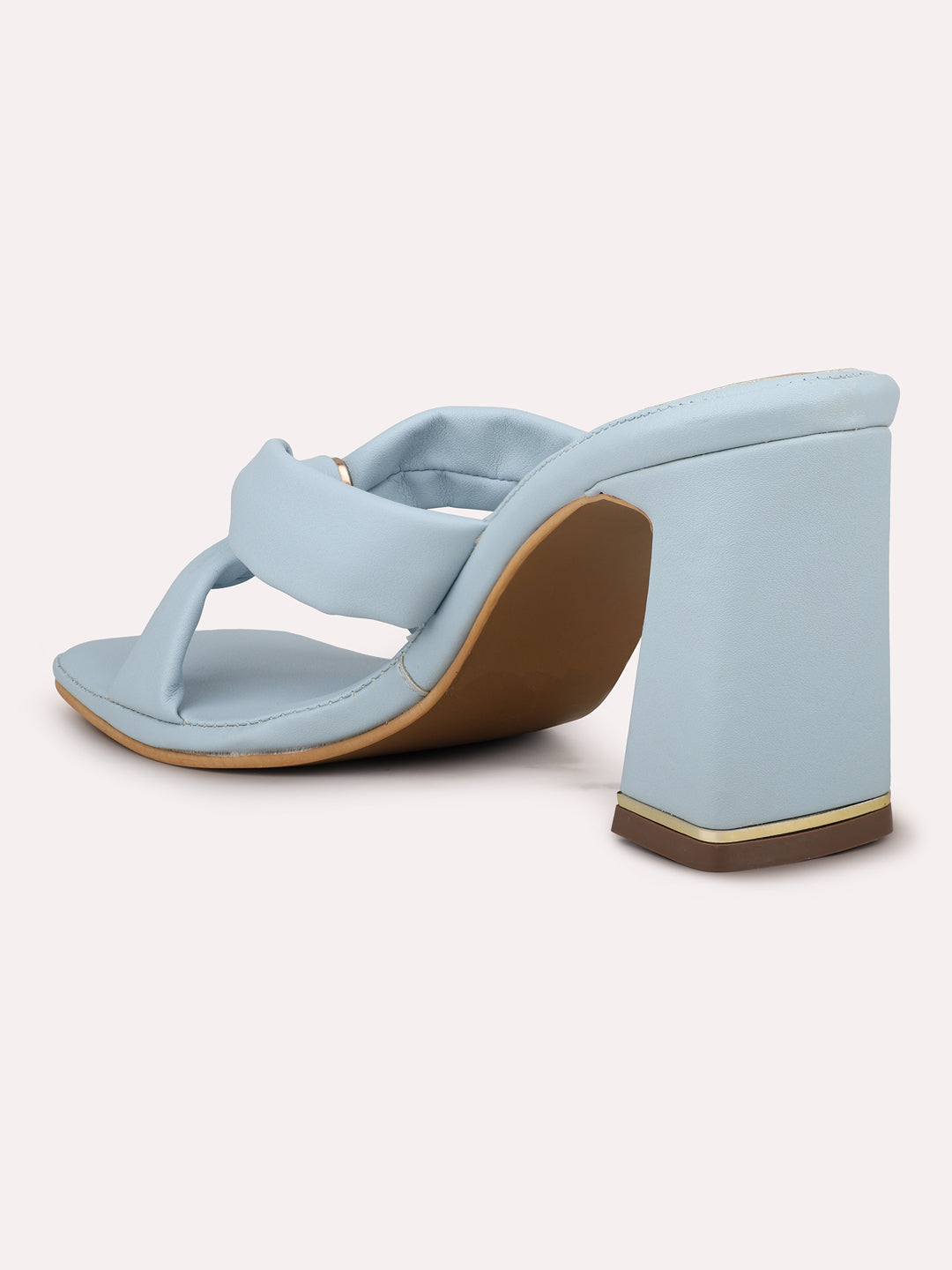 Women Blue Open Toes Block Heel With Bows