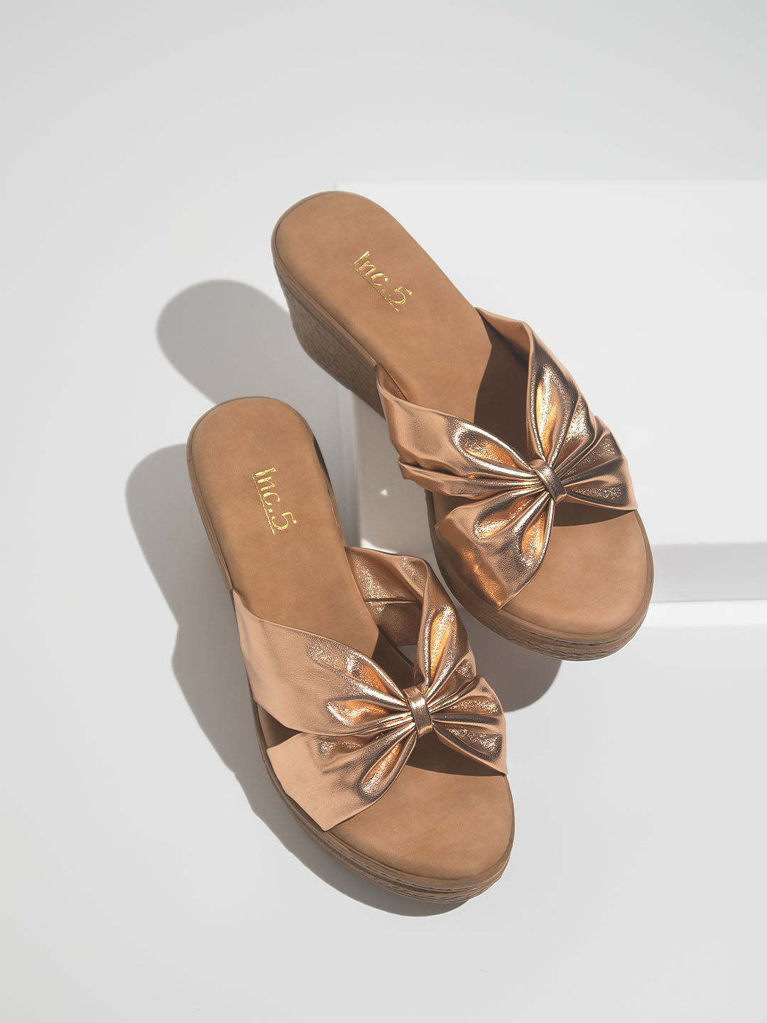 Buy Inc.5 Women's Antique Gold T-Strap Sandals for Women at Best Price @  Tata CLiQ