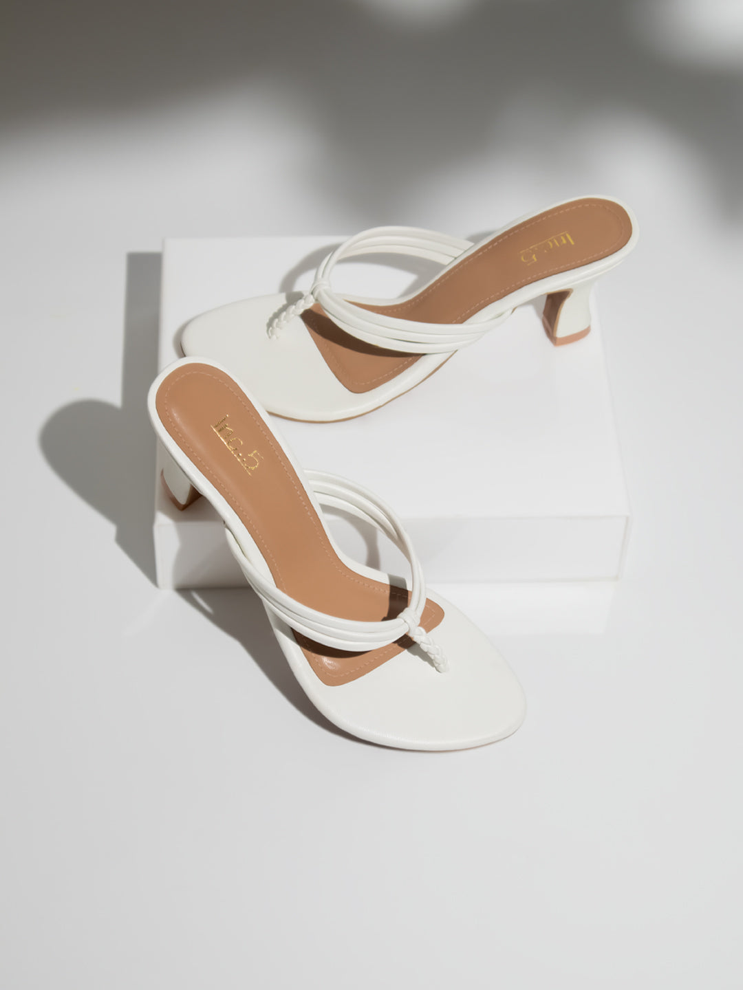Buy Now Women White Striped Open Toe Kitten Heels – Inc5 Shoes