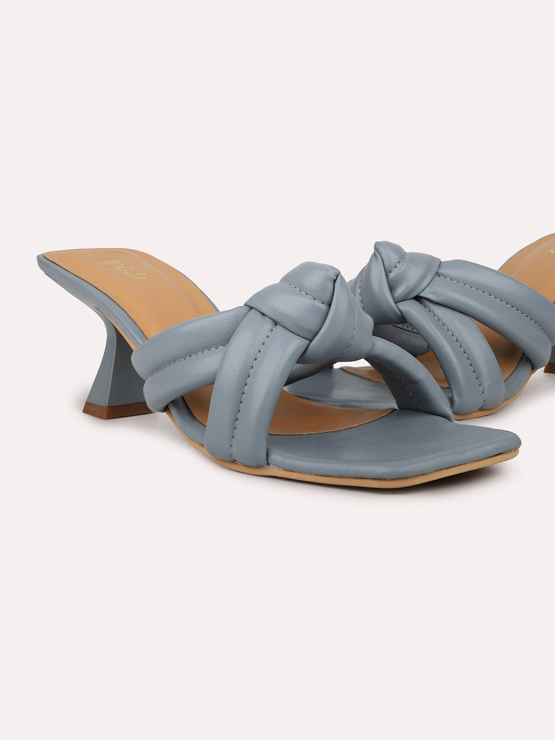 Women Grey Kitten Heels With Knot Detail