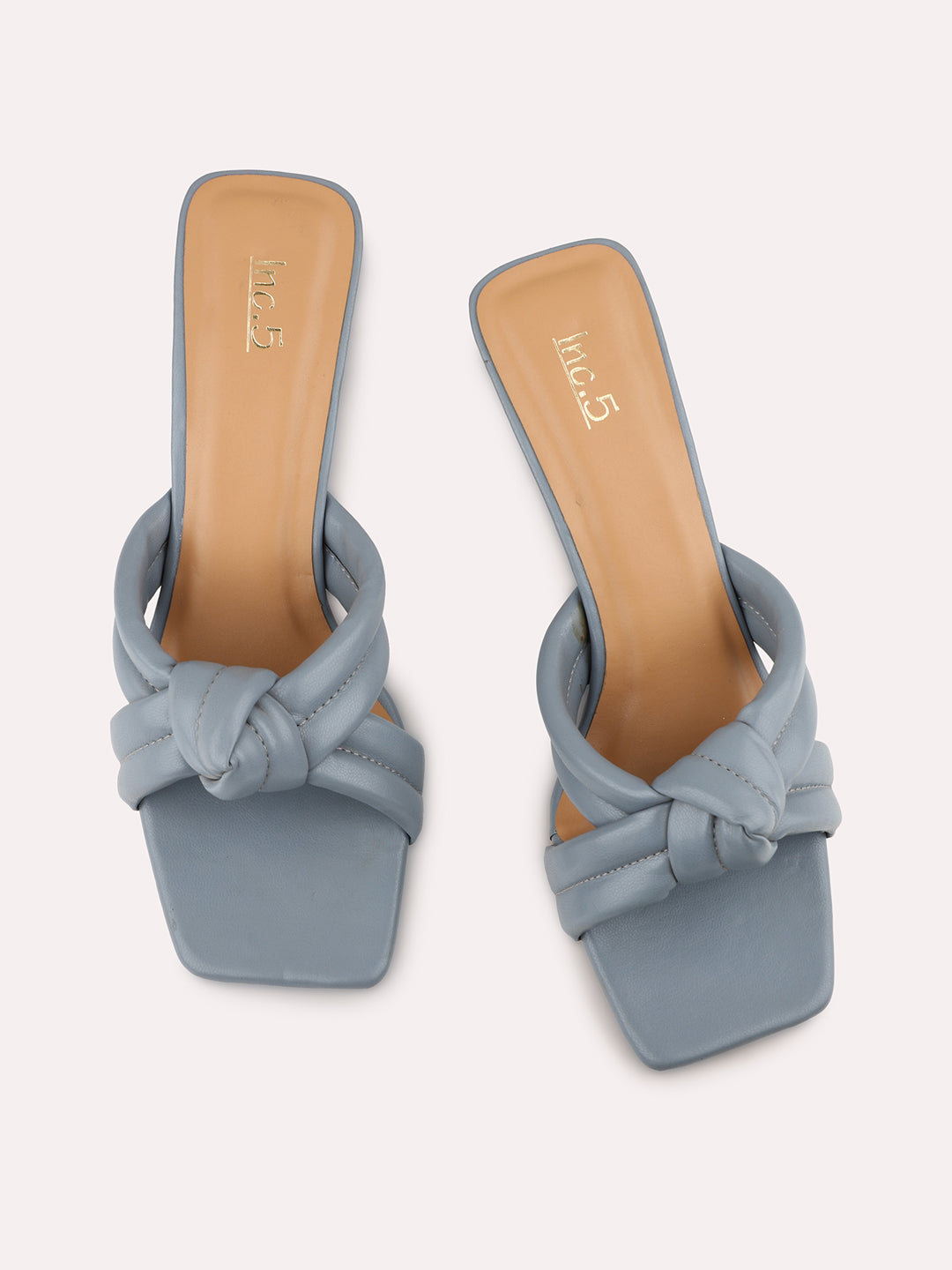 Women Grey Kitten Heels With Knot Detail