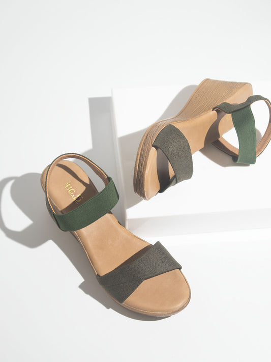 Women Green Solid Wedges