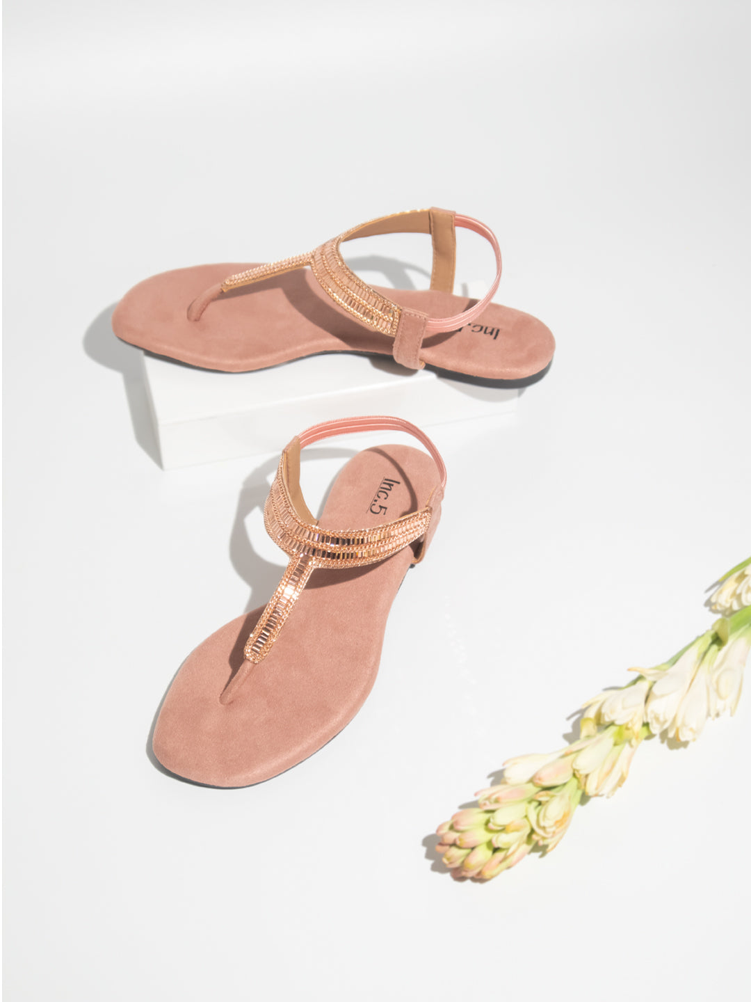 Women Peach Embellished Flats