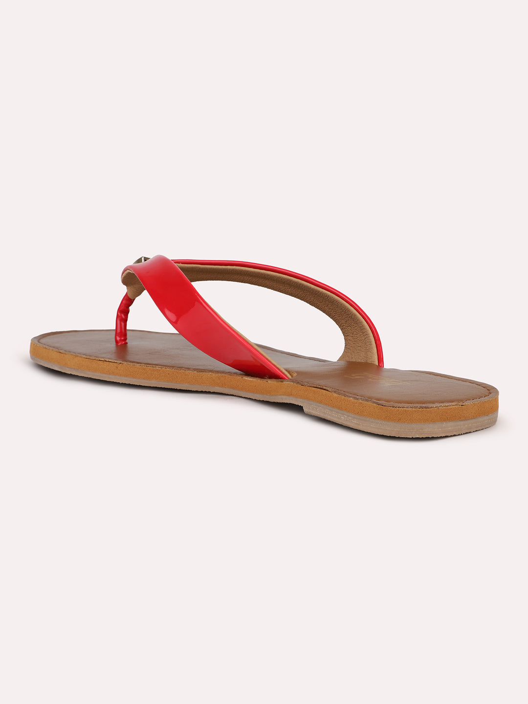 Womens Red Casual Solid Round Toe Flats