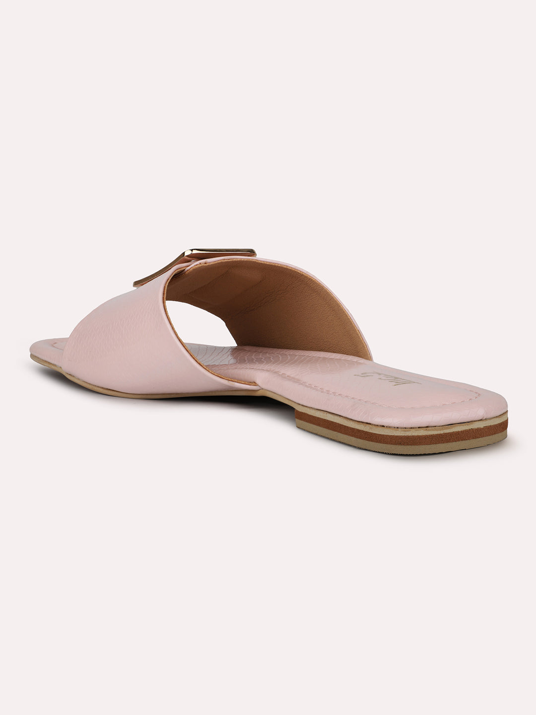 Womens Peach Casual Solid Square Flats