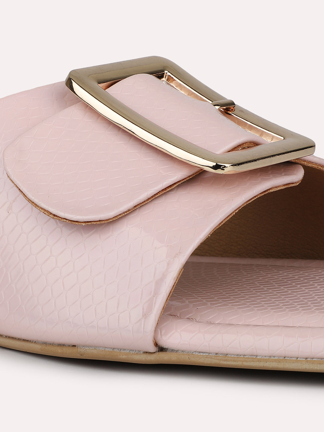 Womens Peach Casual Solid Square Flats