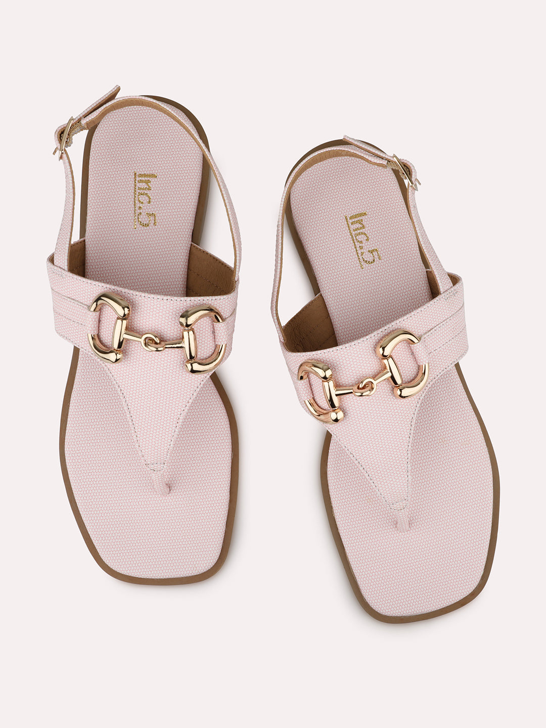 Womens Peach Casual Solid Square Flats