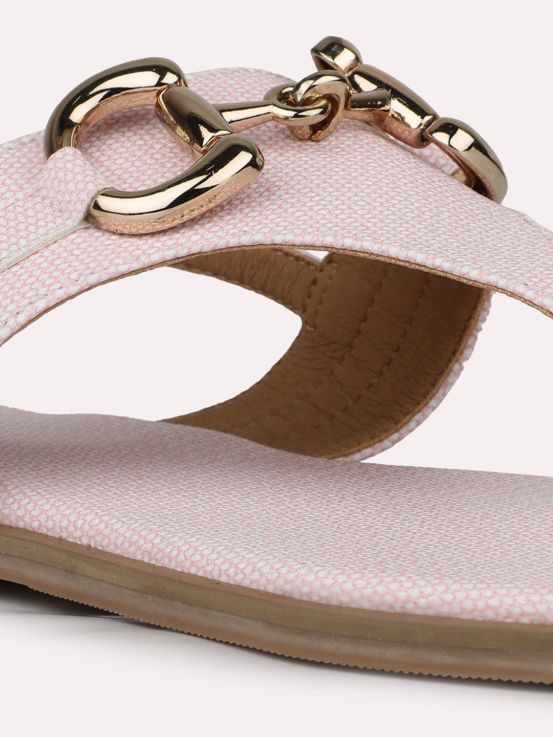 Womens Peach Casual Solid Square Flats