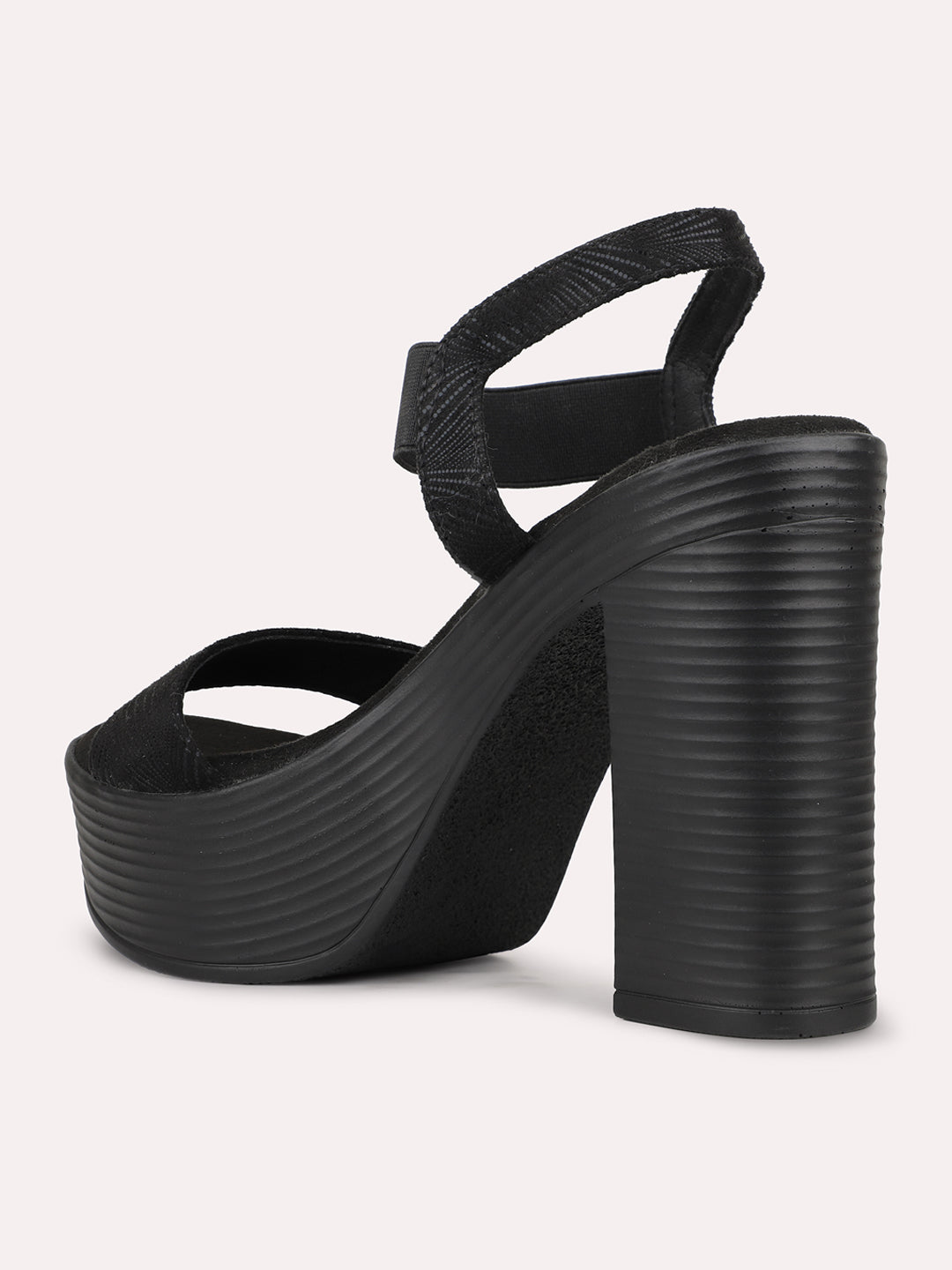 Womens Black Party Wear Solid Round Toe Heels