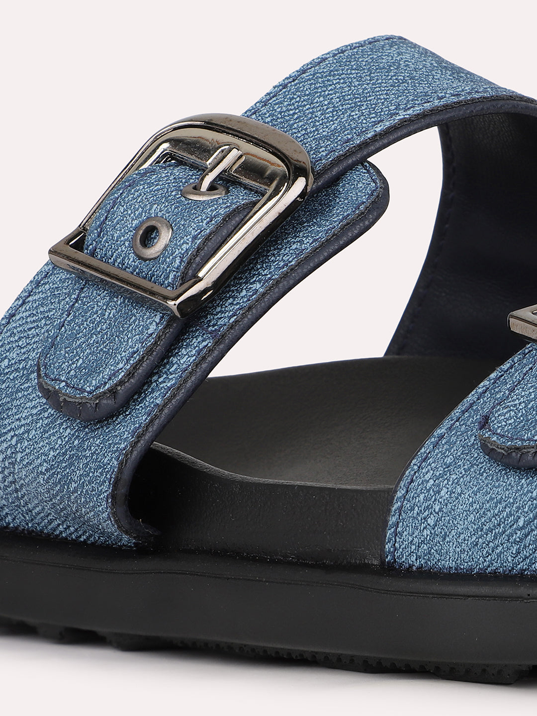 Womens Blue Casual Solid Open Toe Flats