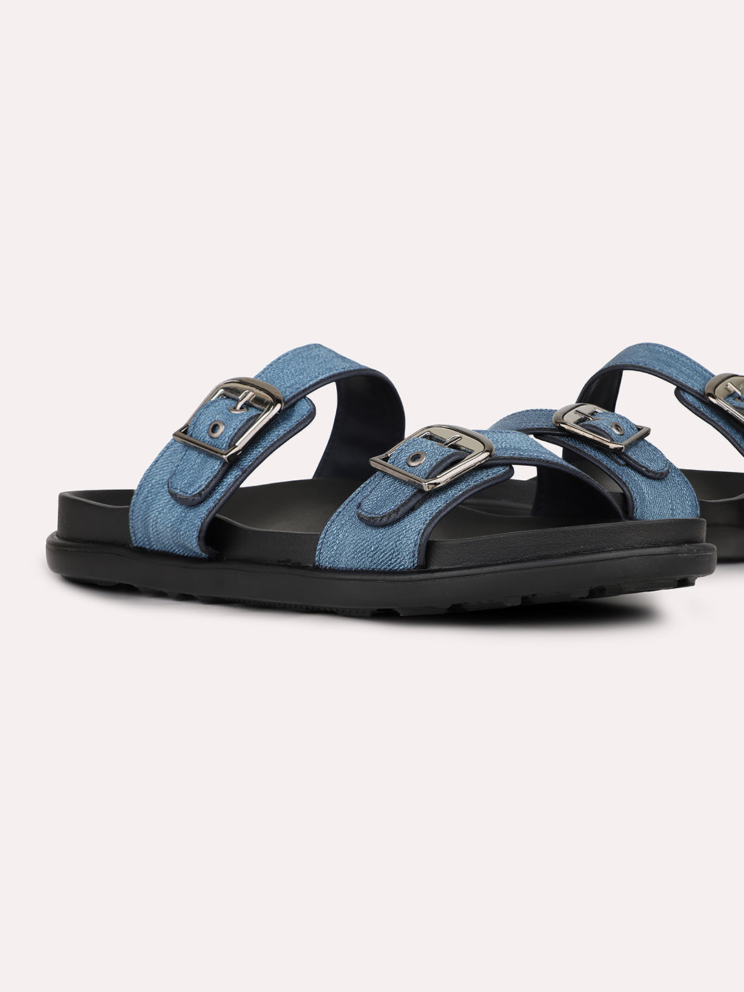 Womens Blue Casual Solid Open Toe Flats