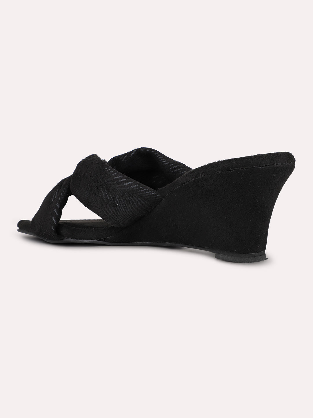 Womens Black Ethnic Solid Wedge Heels