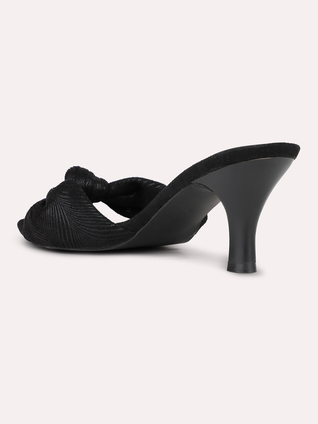 Womens Black Party Wear Solid Square Heels