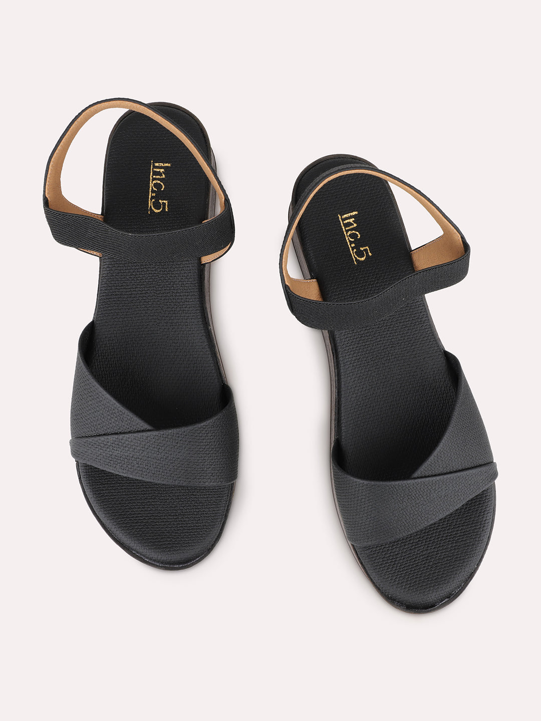 Womens Black Casual Solid Round Toe Casual Sandals