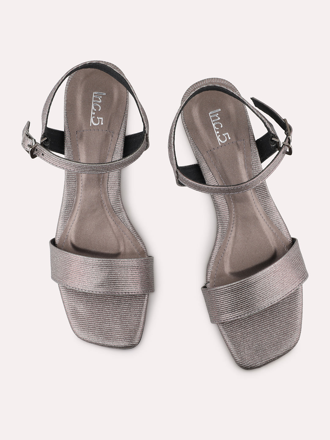 Womens Pewter Party Wear Solid Square Heels